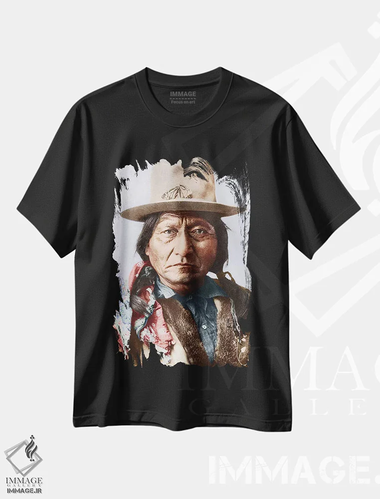 تیشرت مشکی طرح دار سیتینگ بول، تزئینی اثر ناشناس | فروشگاه ایماژ