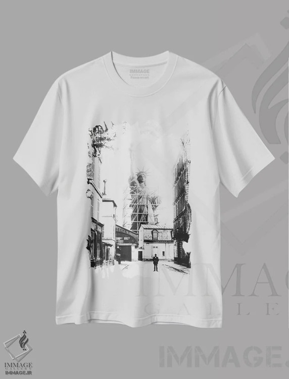 تیشرت سفید طرح دار Paris,تندیس آزادی، پاریس، تزئینی اثر ناشناس | فروشگاه ایماژ