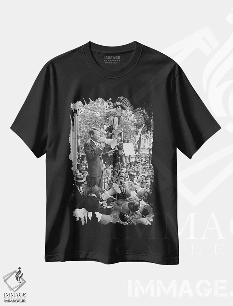 تیشرت مشکی طرح دار رابرت اف کندی اثر وارن کی. لفلر | فروشگاه ایماژ