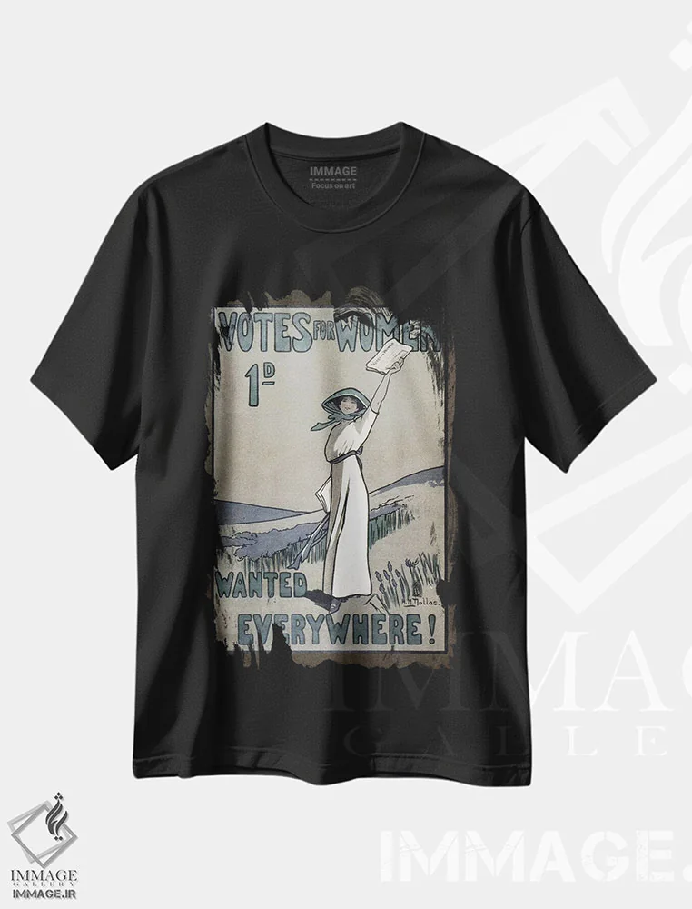 تیشرت مشکی طرح دار C1907,حقوق زنان، حدود ۱۹۰۷، تزئینی اثر ناشناس | فروشگاه ایماژ