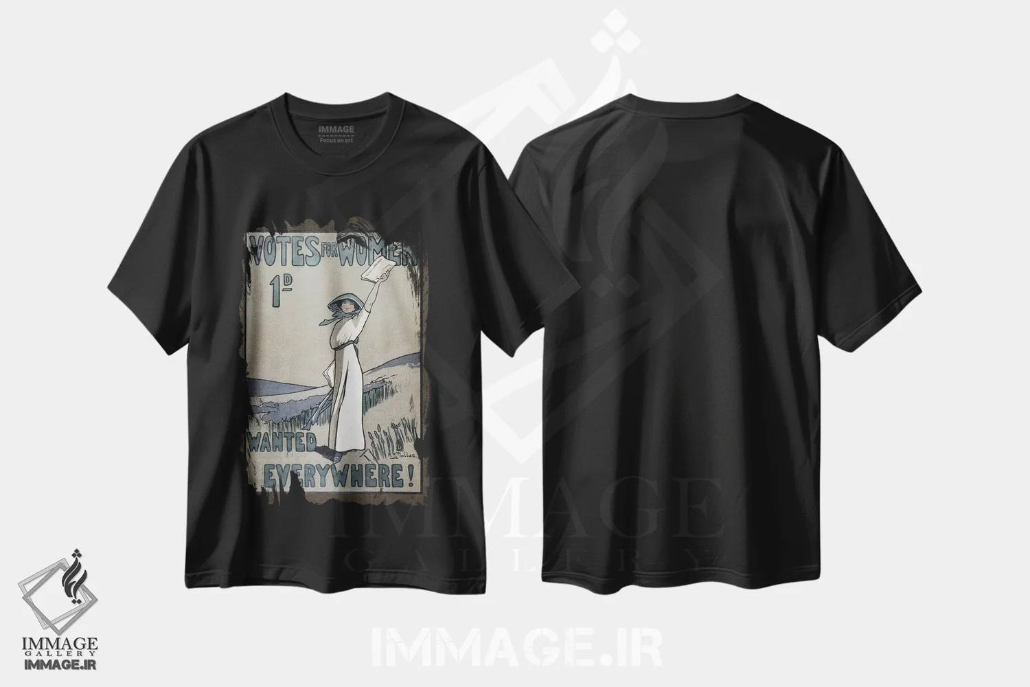 تیشرت مشکی طرح دار C1907,حقوق زنان، حدود ۱۹۰۷، تزئینی اثر ناشناس | فروشگاه ایماژ