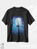 تیشرت مشکی طرح دار ملاقات با آدم فضایی ها روی موتورسیکلت، دکوراسیون جایگزین اثر جن زد | فروشگاه ایماژ