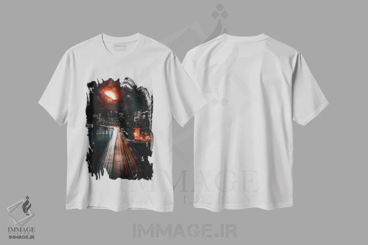 تیشرت سفید طرح دار جاده ترافیک به سوی کهکشان سرخ، دکوراسیون جایگزین اثر جن زد | immage.ir
