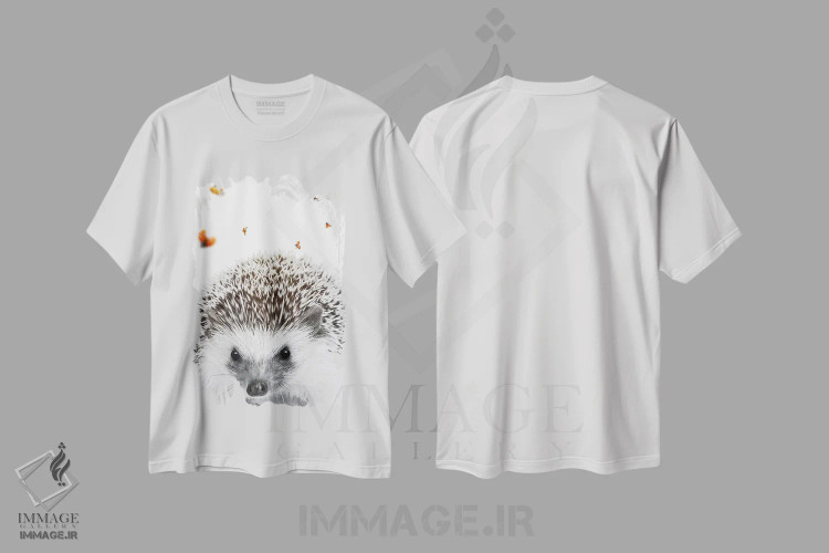 تیشرت سفید طرح دار جوجه تیغی و کفشدوزک ها، هنر دیجیتال اثر جن زد | immage.ir