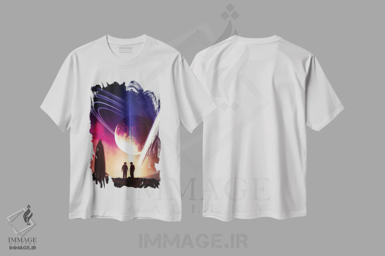 تیشرت سفید طرح دار دو فضانورد و موشک، هنر دیجیتال اثر جن زد | immage.ir