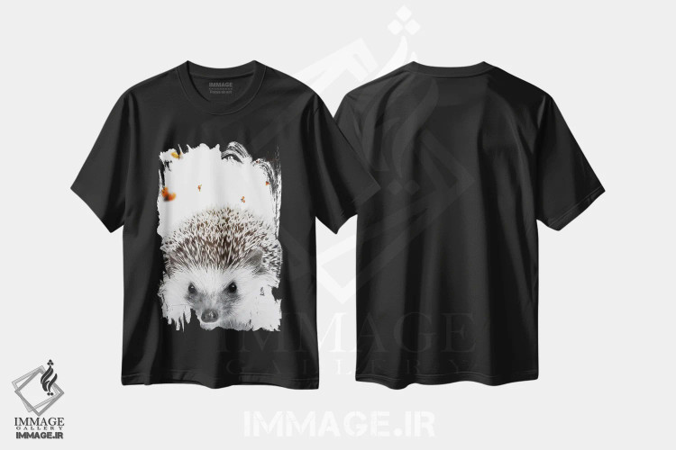 تیشرت مشکی طرح دار جوجه تیغی و کفشدوزک ها، هنر دیجیتال اثر جن زد | فروشگاه ایماژ