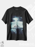 تیشرت مشکی طرح دار جزیره صخره ای مون سن میشل، هنر دیجیتال اثر جن زد | immage.ir