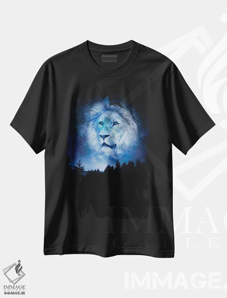 تیشرت مشکی طرح دار کهکشان شیر آبی در آسمان شب، هنر دیجیتال اثر جن زد | immage.ir