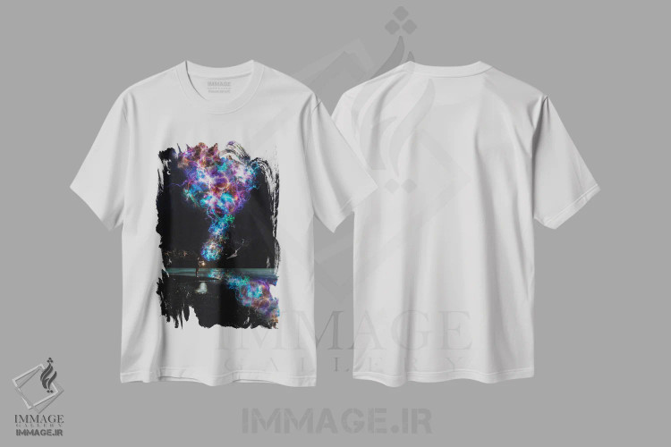 تیشرت سفید طرح دار فانوس کهکشان جادویی جهان، هنر دیجیتال اثر جن زد | فروشگاه ایماژ