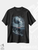 تیشرت مشکی طرح دار رد ستارگان شب و ماه، هنر دیجیتال اثر جن زد | immage.ir