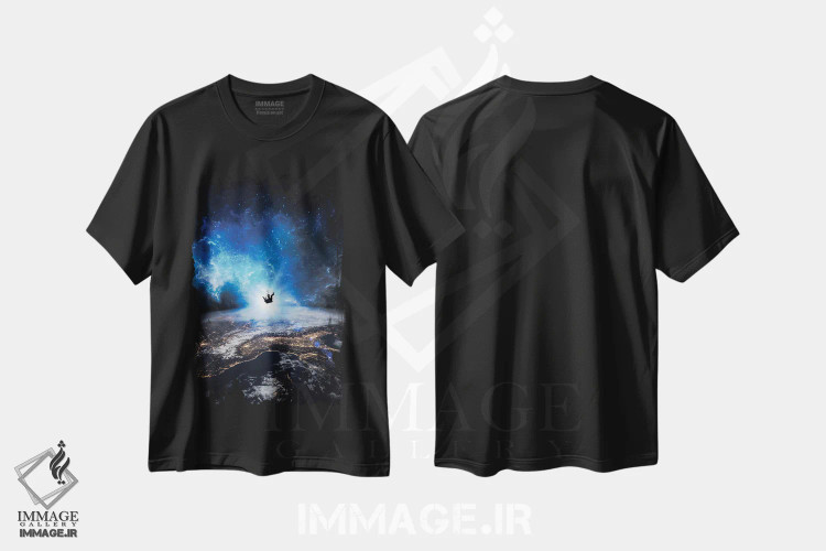 تیشرت مشکی طرح دار سقوط فضانورد روی زمین، هنر دیجیتال اثر جن زد | فروشگاه ایماژ