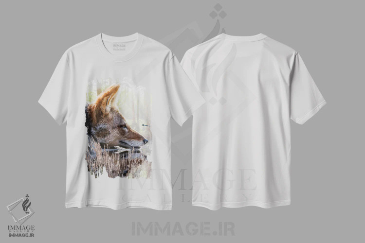 تیشرت سفید طرح دار روباه قرمز و سنجاقک، هنر دیجیتال اثر جن زد | فروشگاه ایماژ