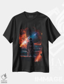 تیشرت مشکی طرح دار فضانورد گمشده در اقیانوس و سیارک های در حال سقوط، هنر دیجیتال اثر جن زد | immage.ir