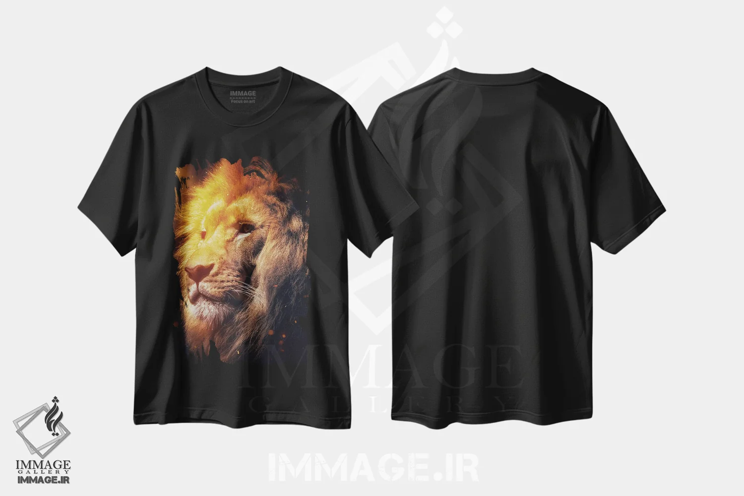 تیشرت مشکی طرح دار روح شیر پادشاه آتشین، هنر دیجیتال اثر جن زد | immage.ir