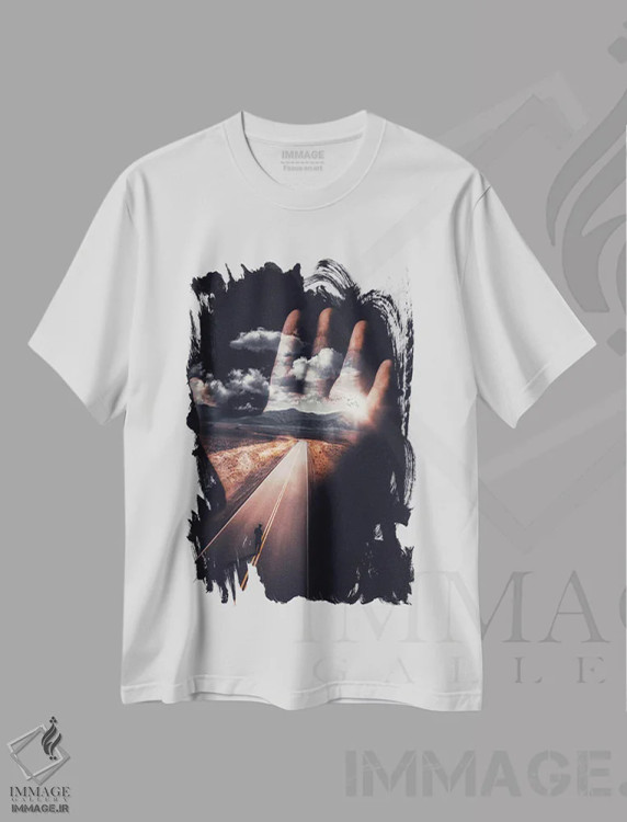 تیشرت سفید طرح دار خطوط دست آینده ات را نشان می دهد، هنر دیجیتال اثر جن زد | immage.ir