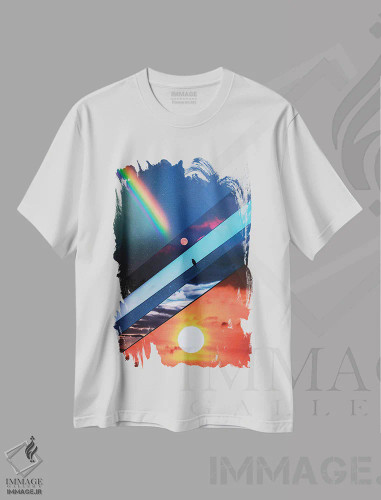 تیشرت سفید طرح دار آسمان های متفاوت در آسمان، عکاسی ترکیبی اثر جن زد | فروشگاه ایماژ