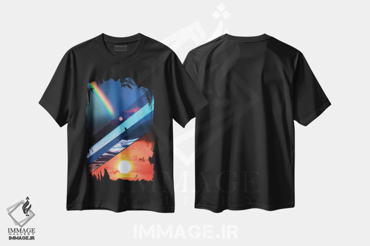 تیشرت مشکی طرح دار آسمان های متفاوت در آسمان، عکاسی ترکیبی اثر جن زد | immage.ir