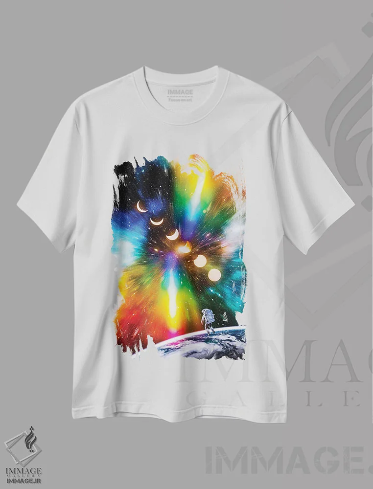 تیشرت سفید طرح دار آثار جن زد - immage.ir