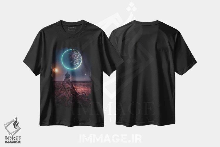 تیشرت مشکی طرح دار مدیتیشن کائنات، تزئینی اثر جن زد | فروشگاه ایماژ
