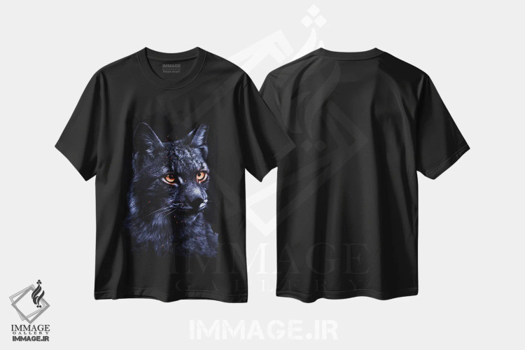 تیشرت مشکی طرح دار سیاهگوش خاکستری و آبی، هنر دیجیتال اثر جن زد | immage.ir