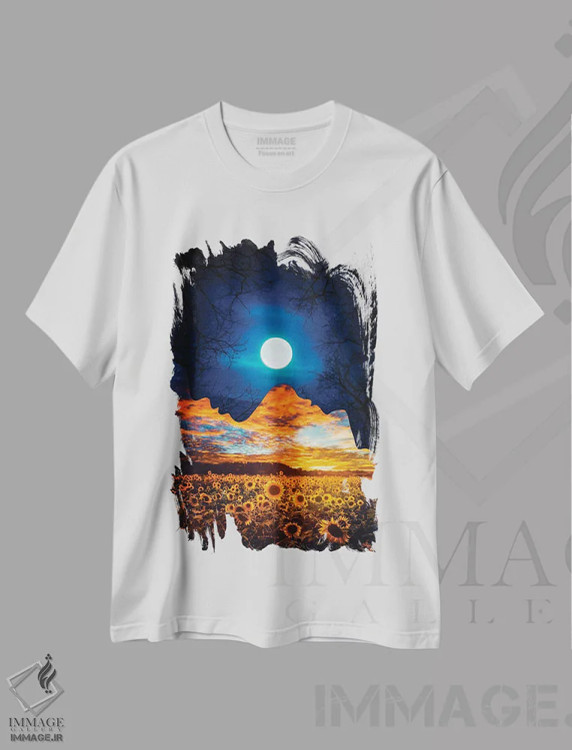 تیشرت سفید طرح دار چهره دونیمه شب و روز، عکاسی ترکیبی اثر جن زد | immage.ir