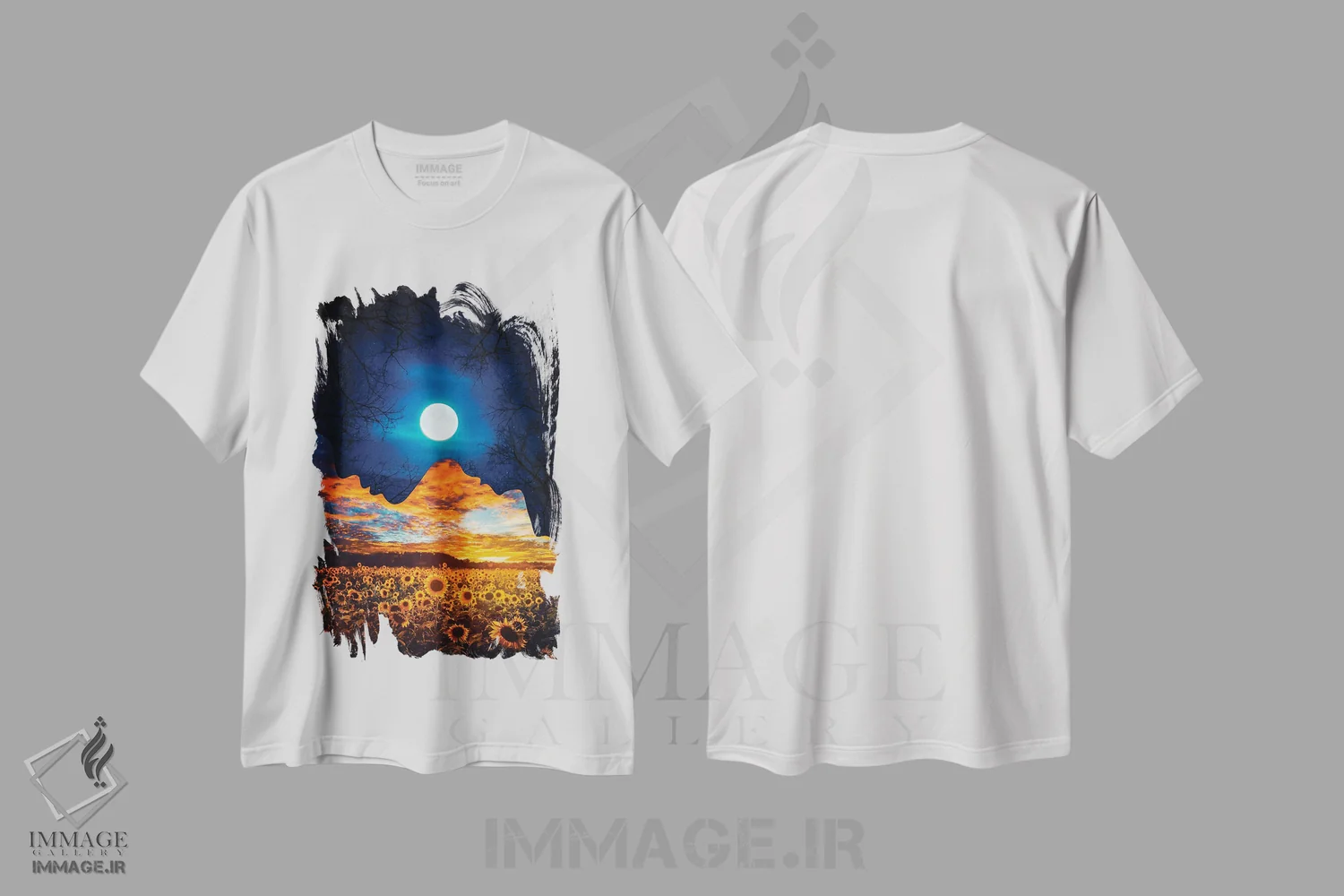 تیشرت سفید طرح دار چهره دونیمه شب و روز، عکاسی ترکیبی اثر جن زد | immage.ir