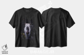 تیشرت مشکی طرح دار ببر سفید با چشمان درخشان، عکاسی ترکیبی اثر جن زد | فروشگاه ایماژ