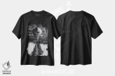 تیشرت مشکی طرح دار فیل و کرگدن در ساوان سیاه و سفید، هنر تزئینی سیاه و سفید اثر جن زد | فروشگاه ایماژ