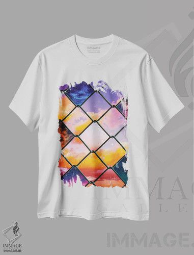 تیشرت سفید طرح دار آزادی آسمان ها در شب و روز، عکاسی ترکیبی اثر جن زد | فروشگاه ایماژ