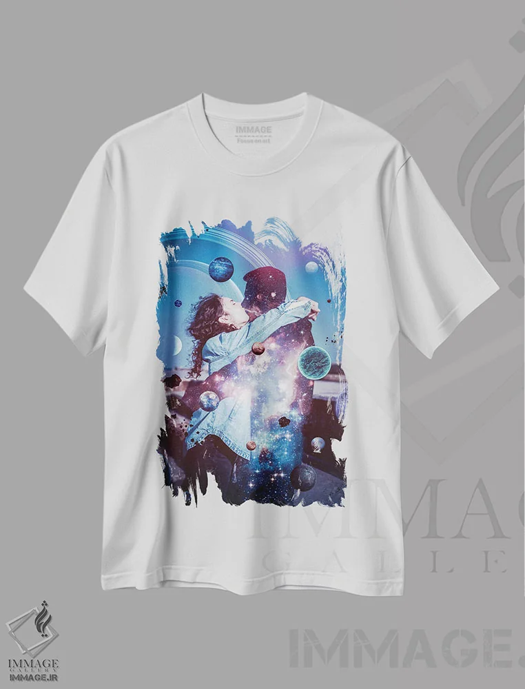 تیشرت سفید طرح دار عشق جهانی زوج، هنر دیجیتال اثر جن زد | فروشگاه ایماژ