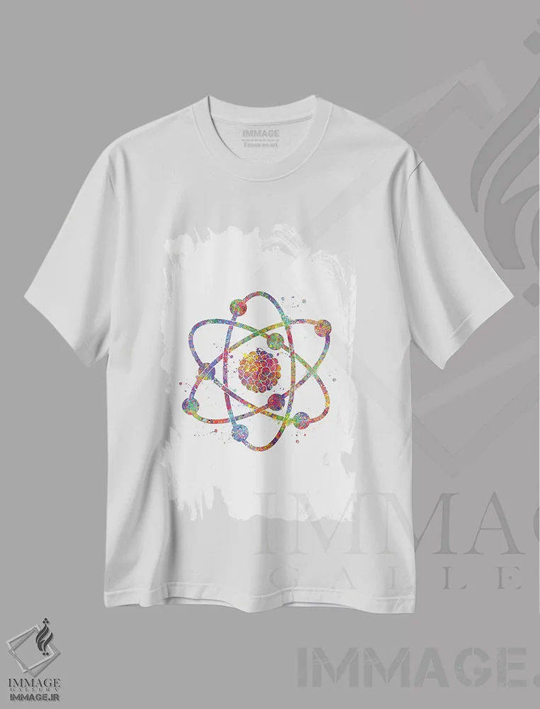 تیشرت سفید طرح دار اتم، هنر دیجیتال اثر جنفی آرت | immage.ir