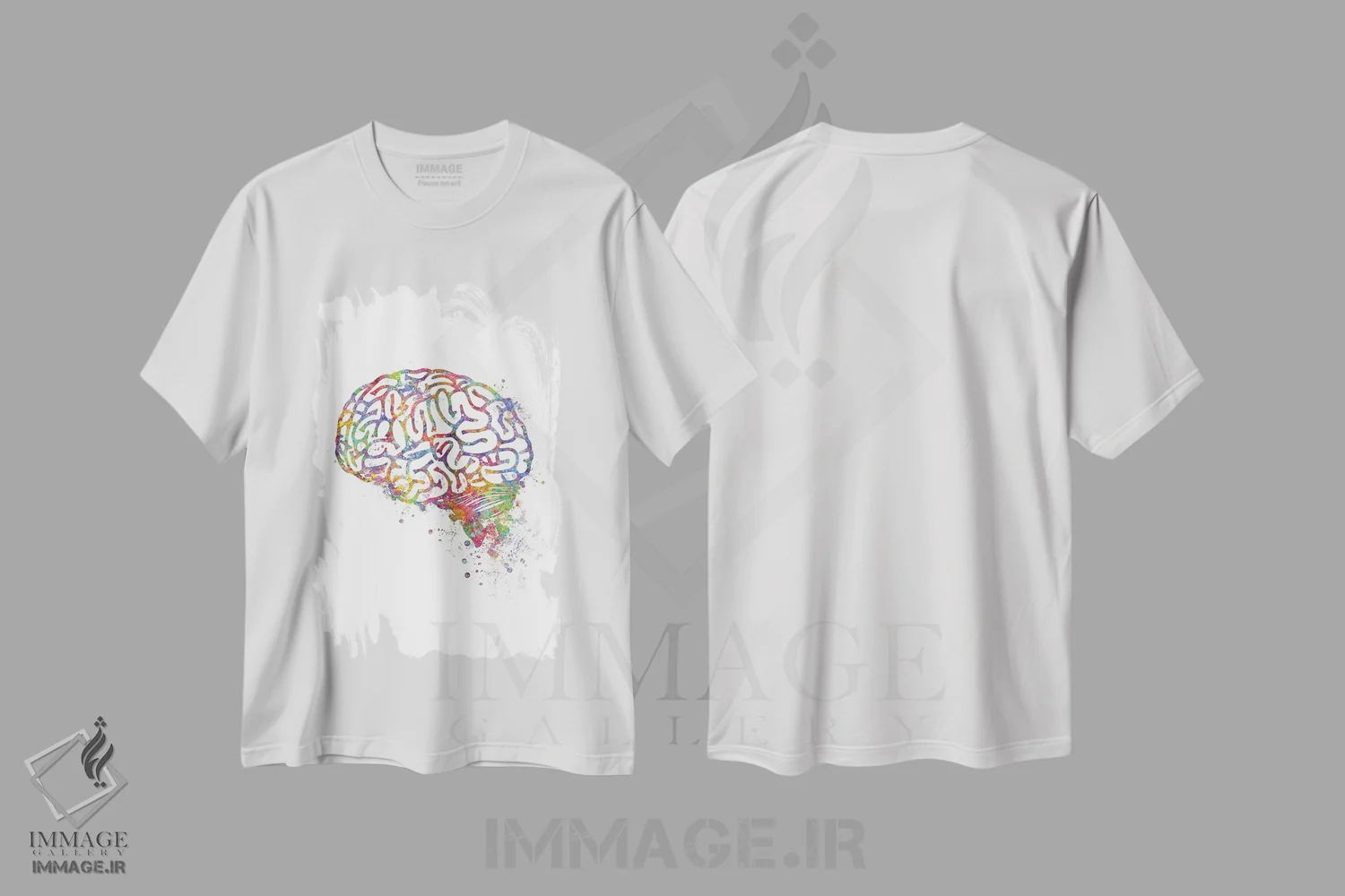 تیشرت سفید طرح دار مغز، هنر دیجیتال اثر جنفی آرت | فروشگاه ایماژ