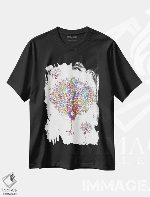 تیشرت مشکی طرح دار نورون پورکینیه، هنر دیجیتال اثر جنفی آرت | فروشگاه ایماژ