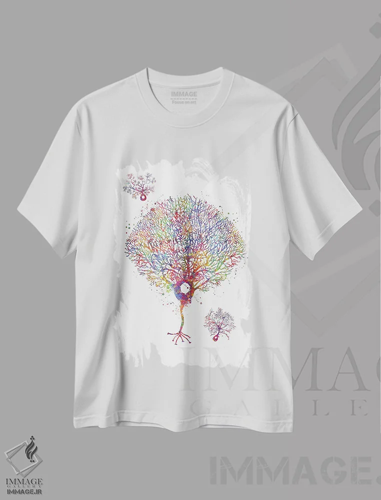 تیشرت سفید طرح دار نورون پورکینیه، هنر دیجیتال اثر جنفی آرت | immage.ir