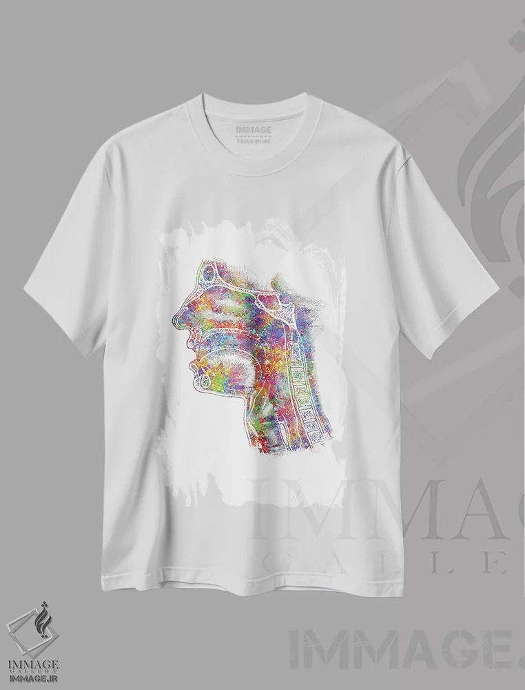 تیشرت سفید طرح دار دستگاه تنفسی، هنر دیجیتال اثر جنفی آرت | فروشگاه ایماژ