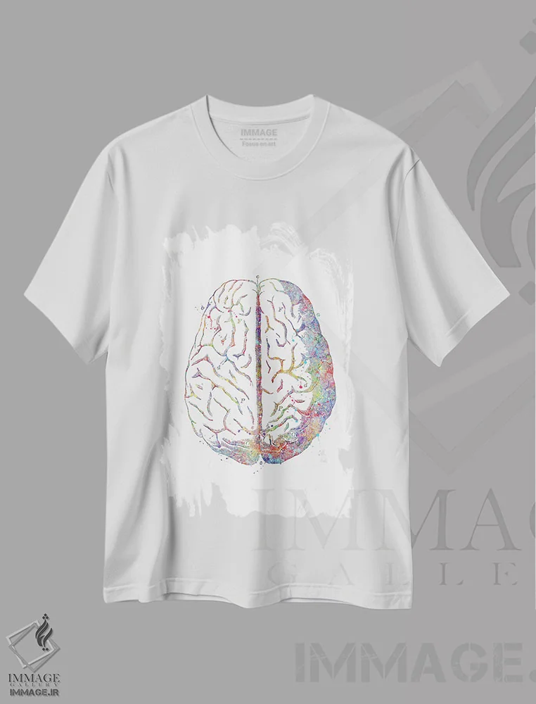 تیشرت سفید طرح دار کالبدشناسی مغز، هنر دیجیتال اثر جنفی آرت | immage.ir