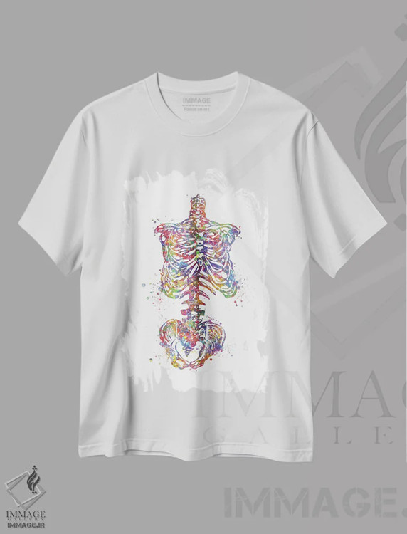 تیشرت سفید طرح دار تنه اسکلتی، هنر دیجیتال اثر جنفی آرت | immage.ir