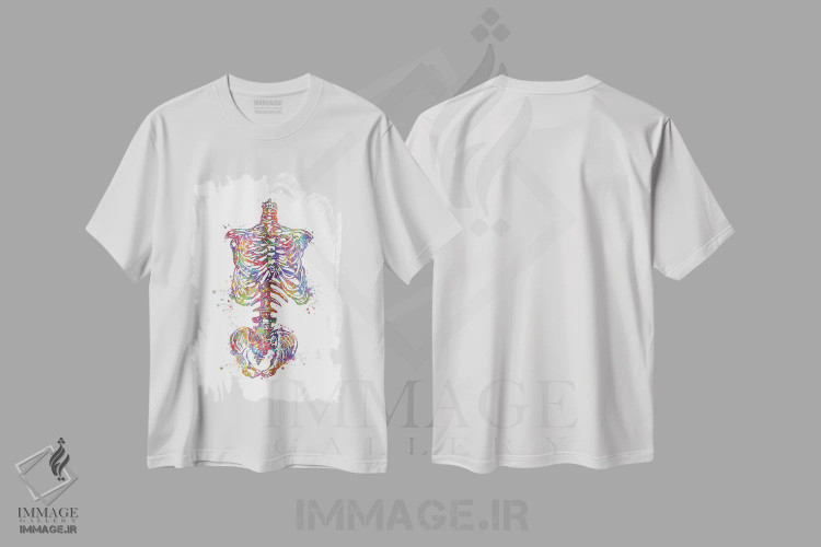 تیشرت سفید طرح دار تنه اسکلتی، هنر دیجیتال اثر جنفی آرت | immage.ir