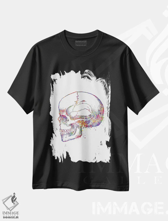 تیشرت مشکی طرح دار نمای سمت چپ جمجمه، هنر دیجیتال اثر جنفی آرت | immage.ir