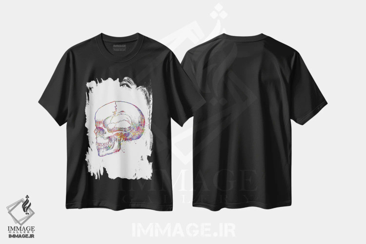 تیشرت مشکی طرح دار نمای سمت چپ جمجمه، هنر دیجیتال اثر جنفی آرت | immage.ir