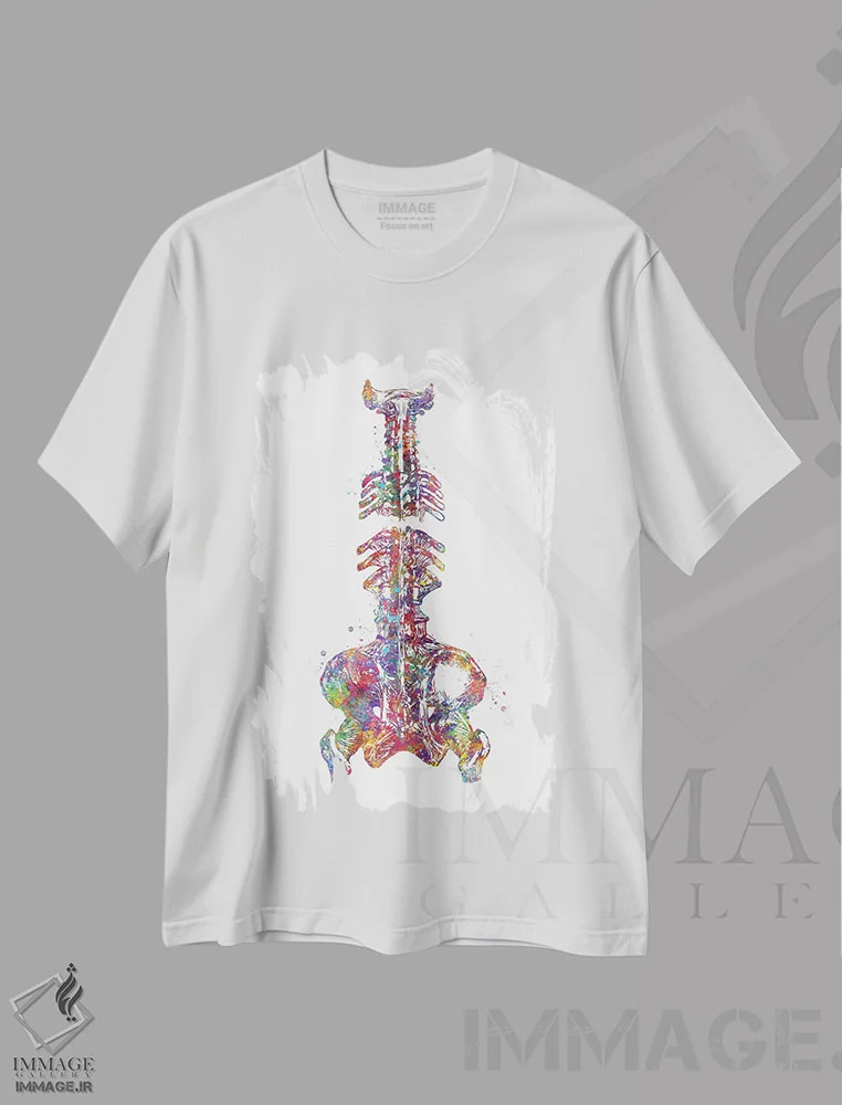 تیشرت سفید طرح دار ستون فقرات و لگن، هنر دیجیتال اثر جنفی آرت | فروشگاه ایماژ