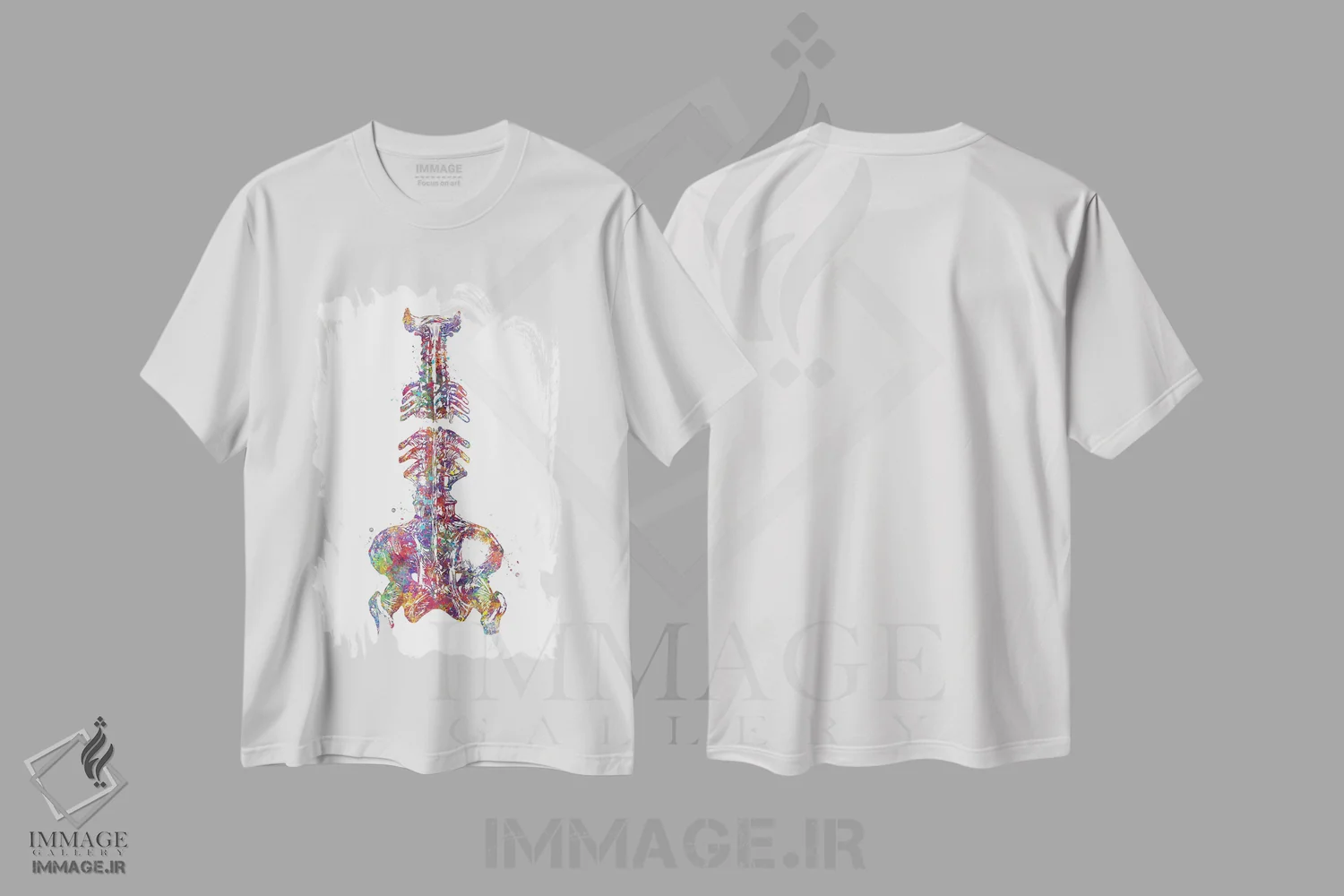 تیشرت سفید طرح دار ستون فقرات و لگن، هنر دیجیتال اثر جنفی آرت | فروشگاه ایماژ