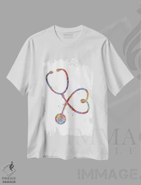 تیشرت سفید طرح دار گوشی پزشکی نسخه ۲، هنر دیجیتال اثر جنفی آرت | immage.ir