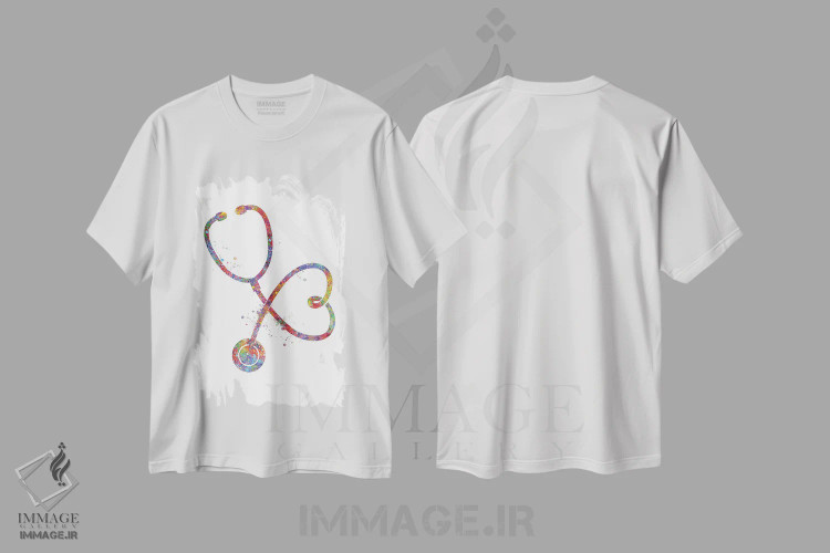 تیشرت سفید طرح دار گوشی پزشکی نسخه ۲، هنر دیجیتال اثر جنفی آرت | immage.ir