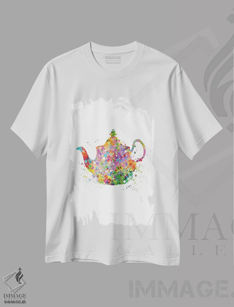 تیشرت سفید طرح دار قوری، هنر دیجیتال اثر جنفی آرت | immage.ir