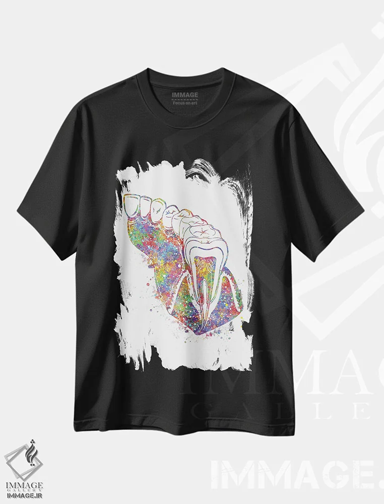 تیشرت مشکی طرح دار دندان آسیا، هنر دیجیتال اثر جنفی آرت | immage.ir