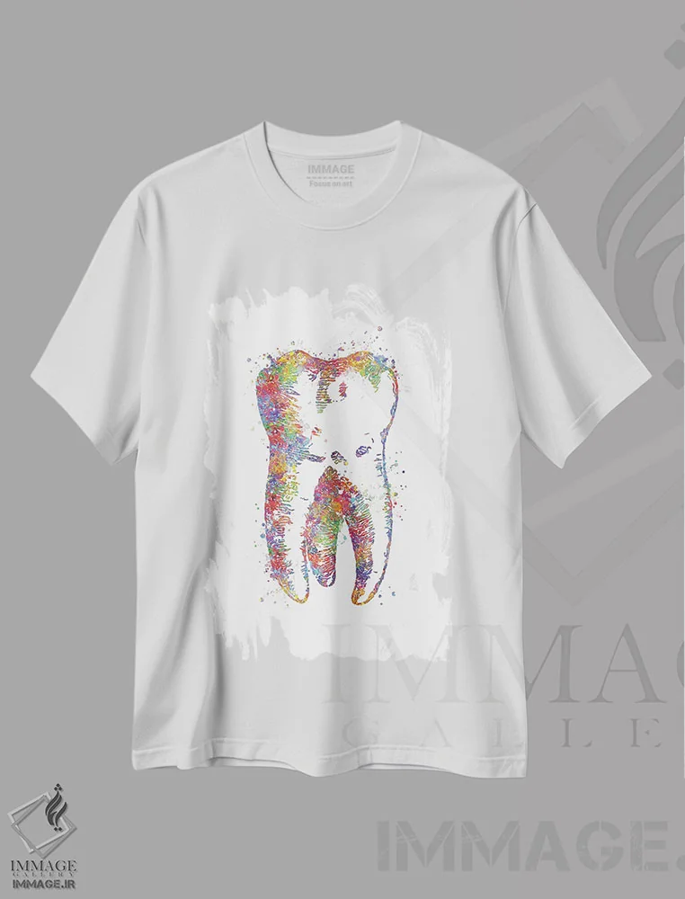 تیشرت سفید طرح دار دندان بزرگ، هنر دیجیتال اثر جنفی آرت | فروشگاه ایماژ