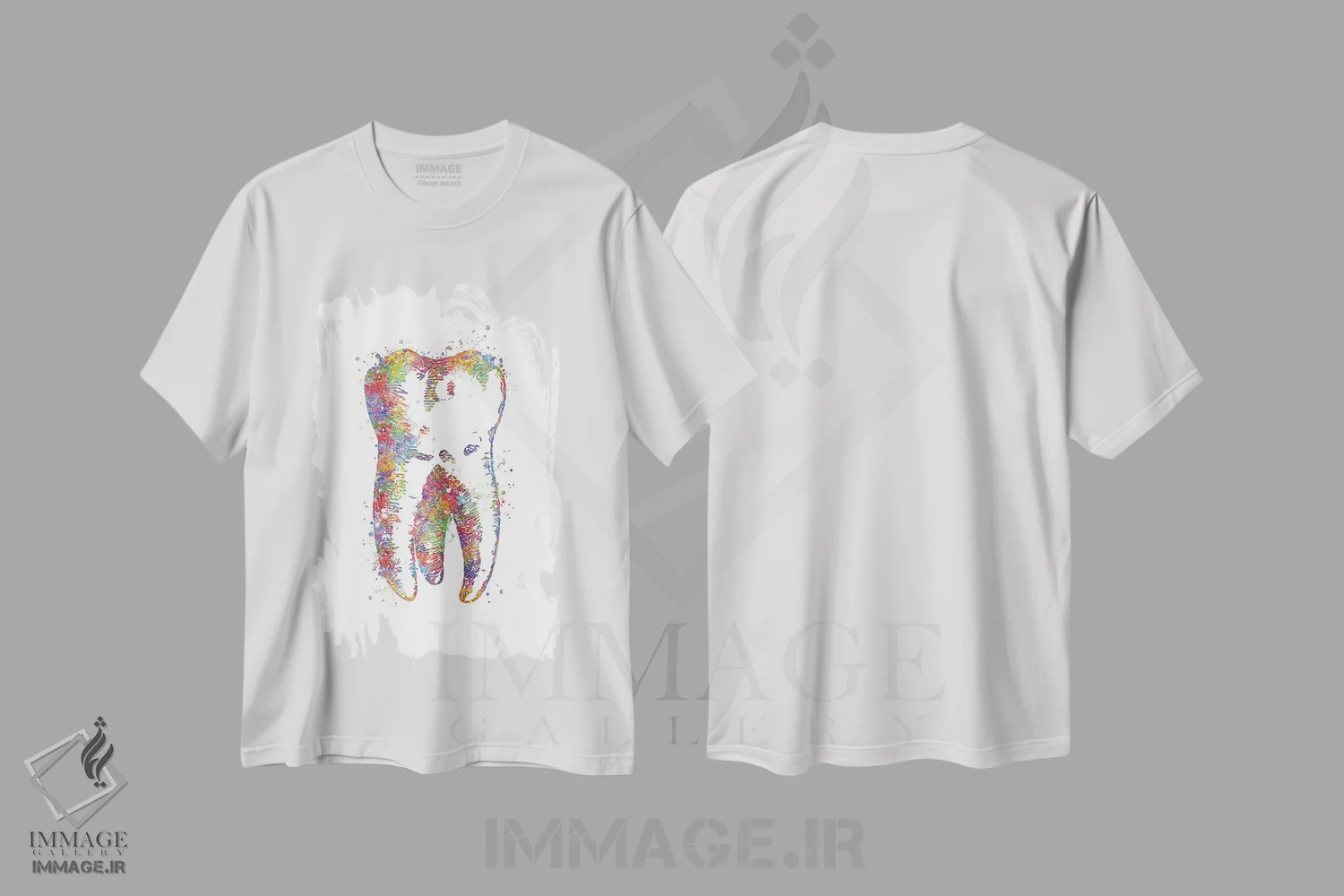 تیشرت سفید طرح دار دندان بزرگ، هنر دیجیتال اثر جنفی آرت | فروشگاه ایماژ