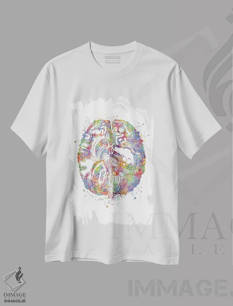 تیشرت سفید طرح دار برش عرضی مغز، هنر دیجیتال اثر جنفی آرت | immage.ir