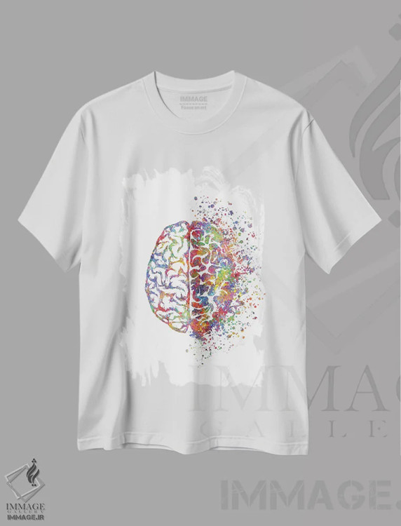 تیشرت سفید طرح دار مغز، هنر دیجیتال اثر جنفی آرت | فروشگاه ایماژ